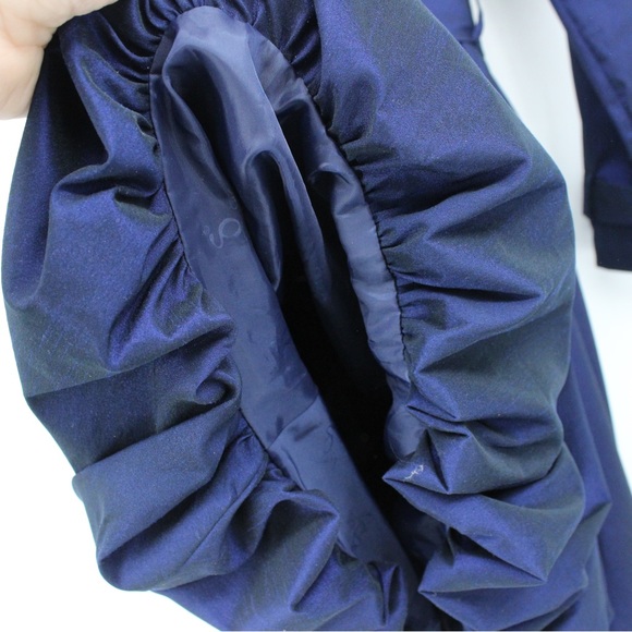 SAMUEL DONG Classic Bubble Hem Trench Coat Jacket Lined Navy Blue Dress … - Picture 7 of 14